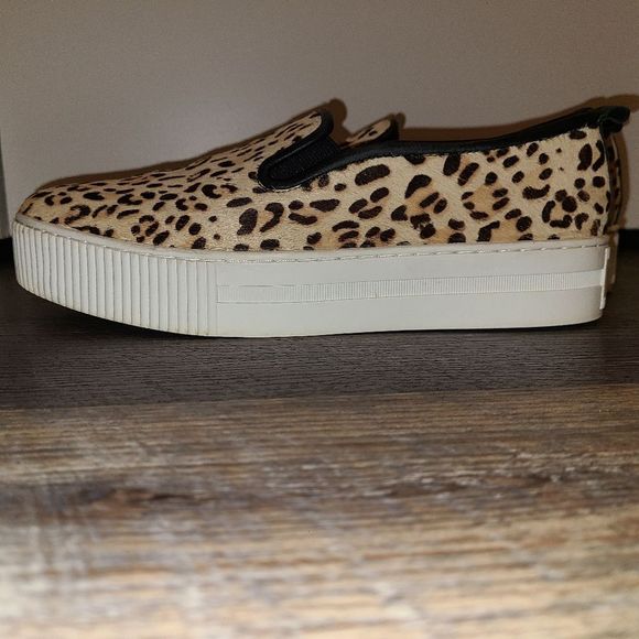 Halogen Leopard Print Calf Hair Platform Slip on Sneakers - Picture 10 of 14